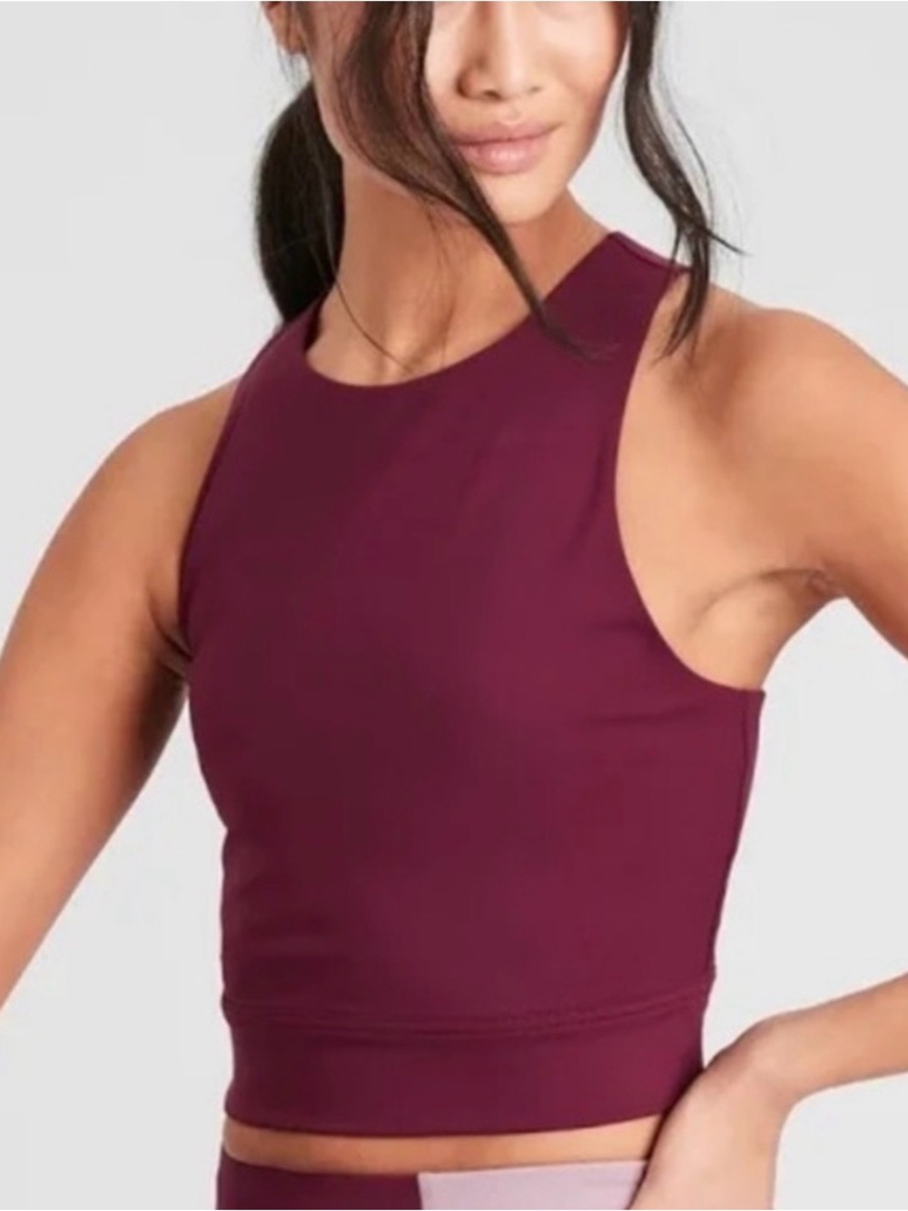 Banana Republic Burgundy High Neck Athletic Crop Top XS